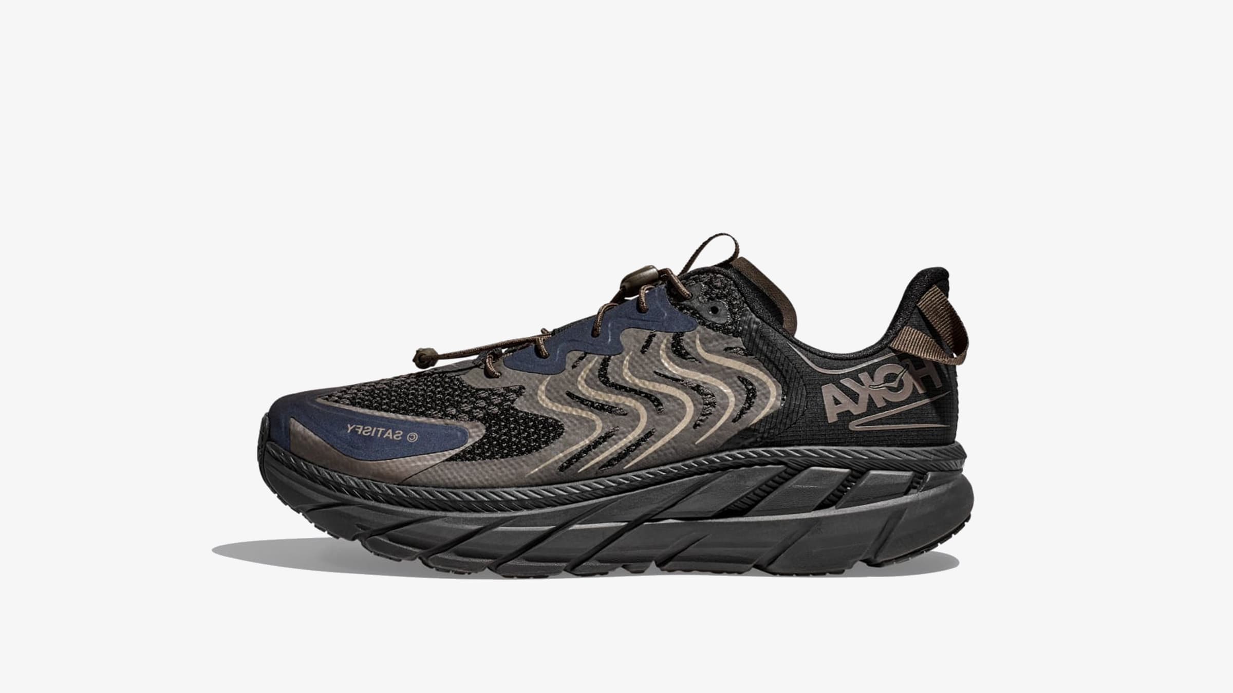 HOKA ONE ONE x Satisfy Clifton LS Sneakers (Forged Iron & Black