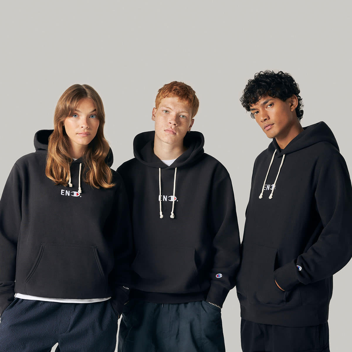 END. x Champion Reverse Weave Hoodie (Black) | END. Launches