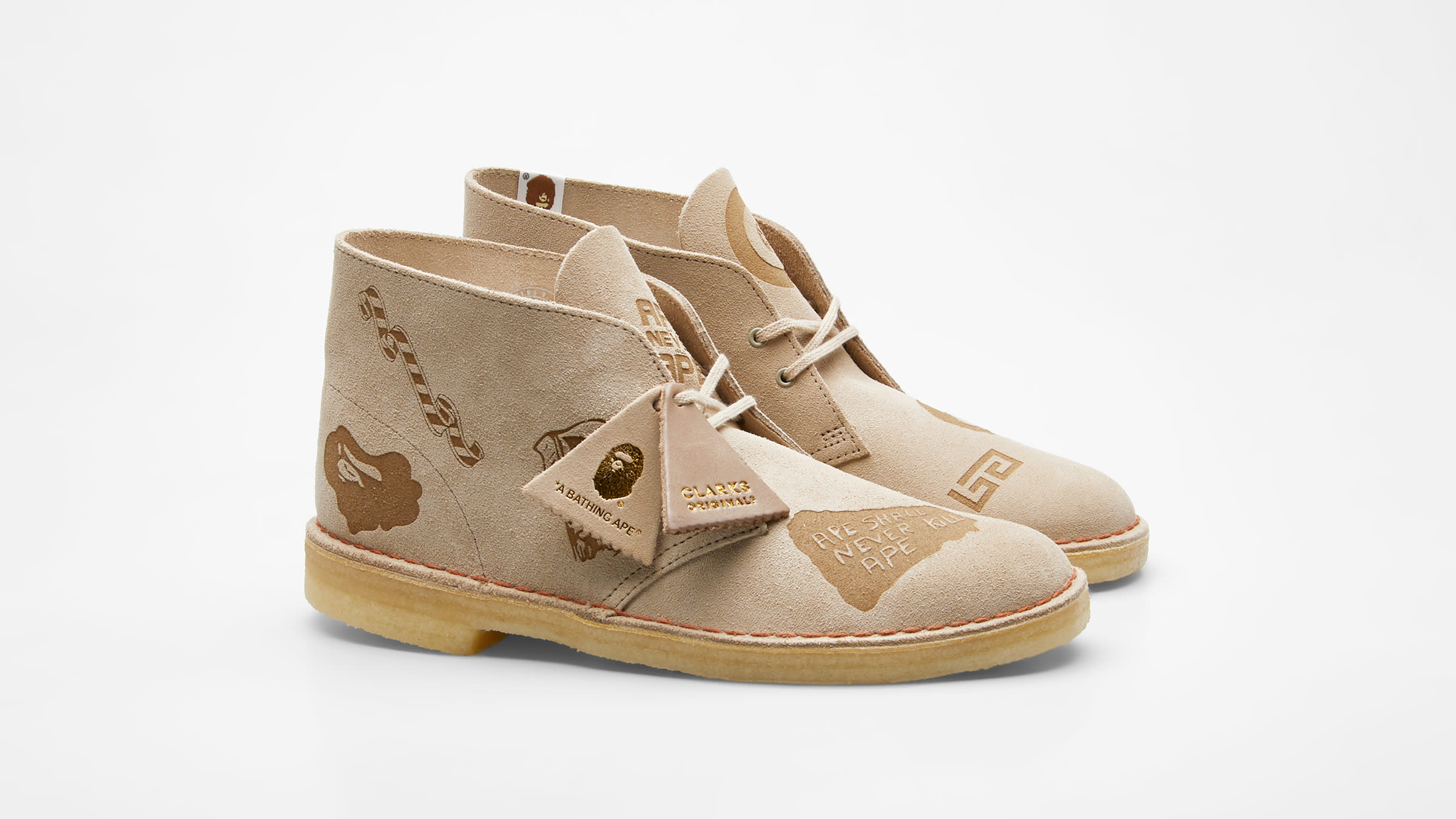 Clarks Originals x A Bathing Ape Desert Boot (Grey Embossed) | END