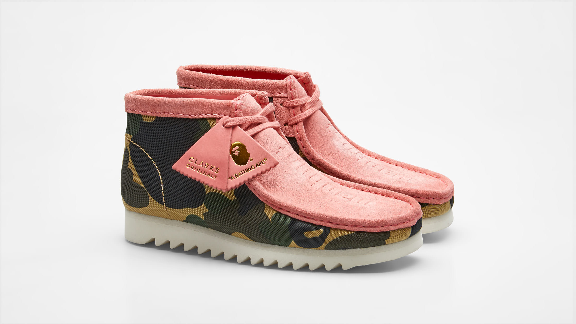 bape wallabee boot pink combi