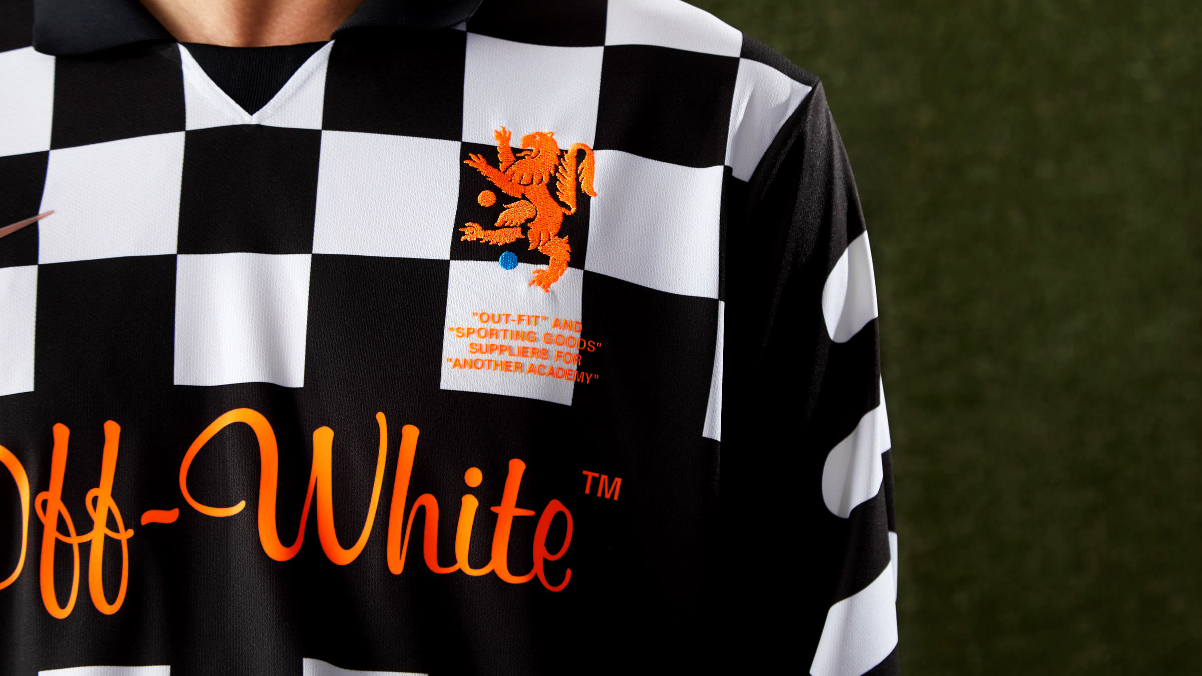 Nike x Off-White Football Away Jersey (Black & Total Orange) | END