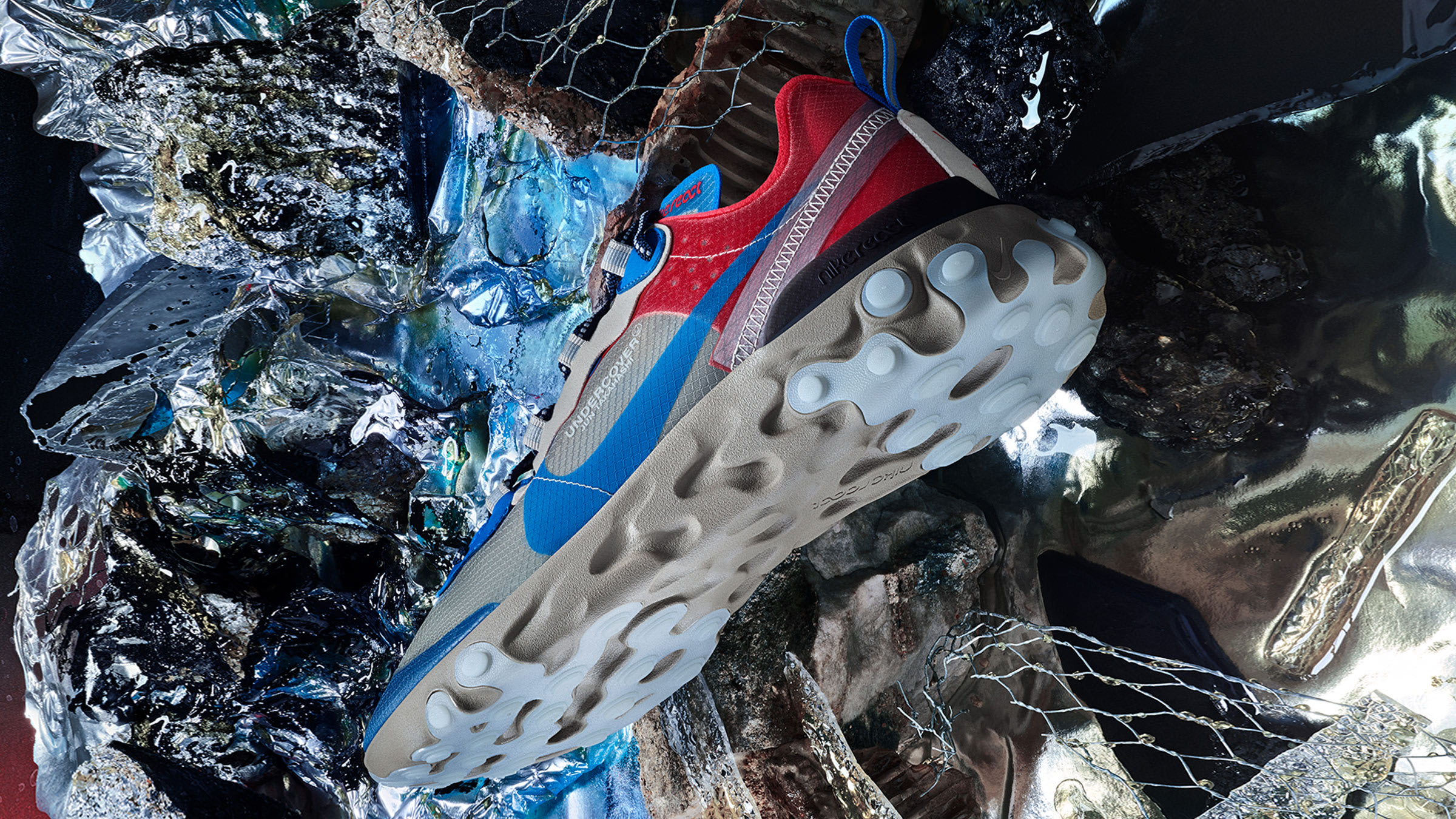 Nike x Undercover React Element 87 (Beige Chalk & Signal Blue