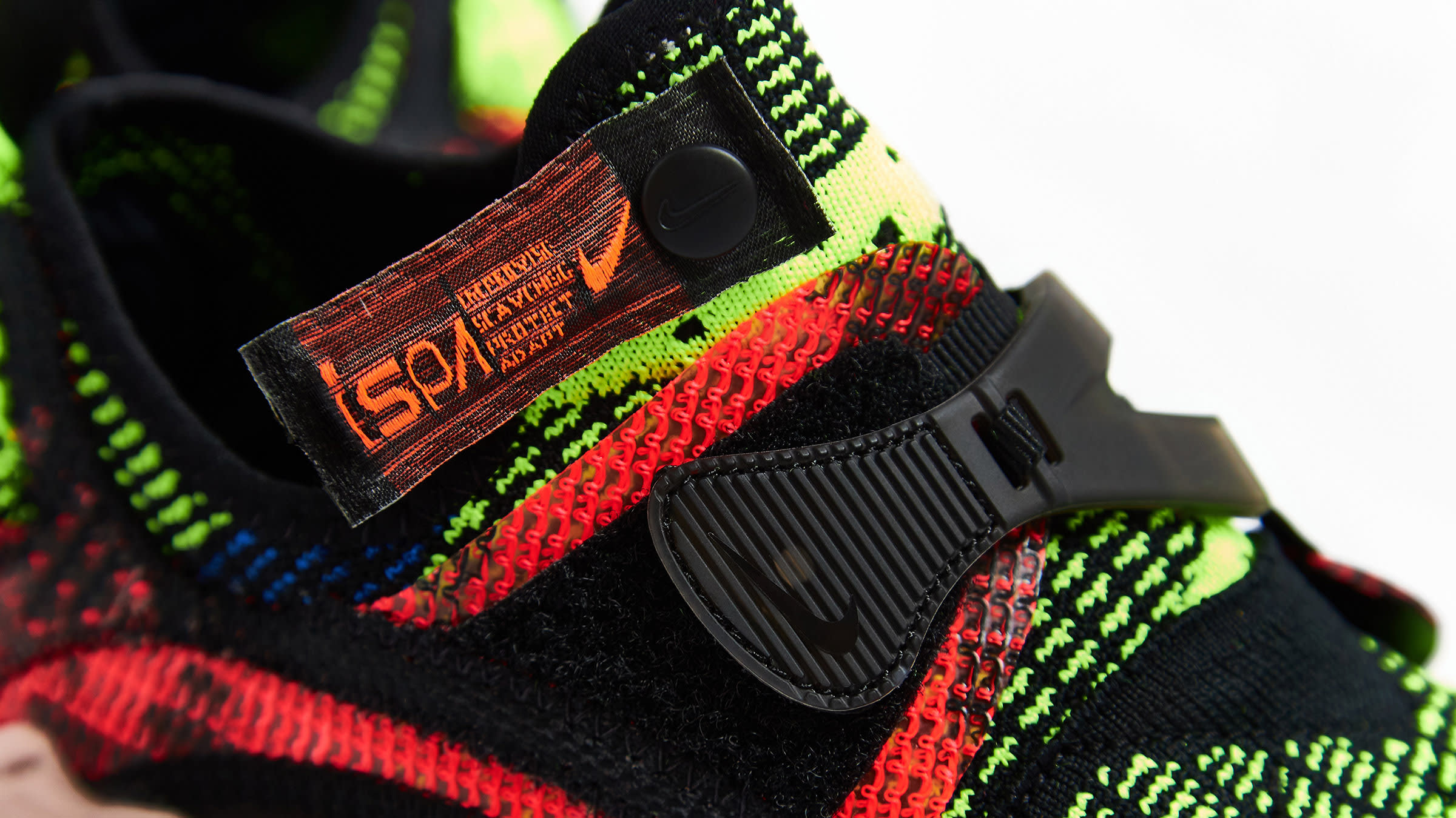 nike overreact flyknit ispa black crimson & volt