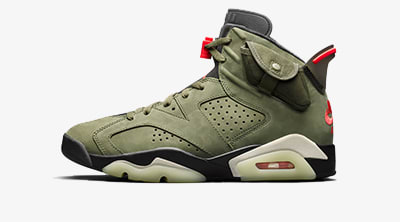 Travis Scott x Air Jordan 6 Retro (Medium Olive, Infrared & Black