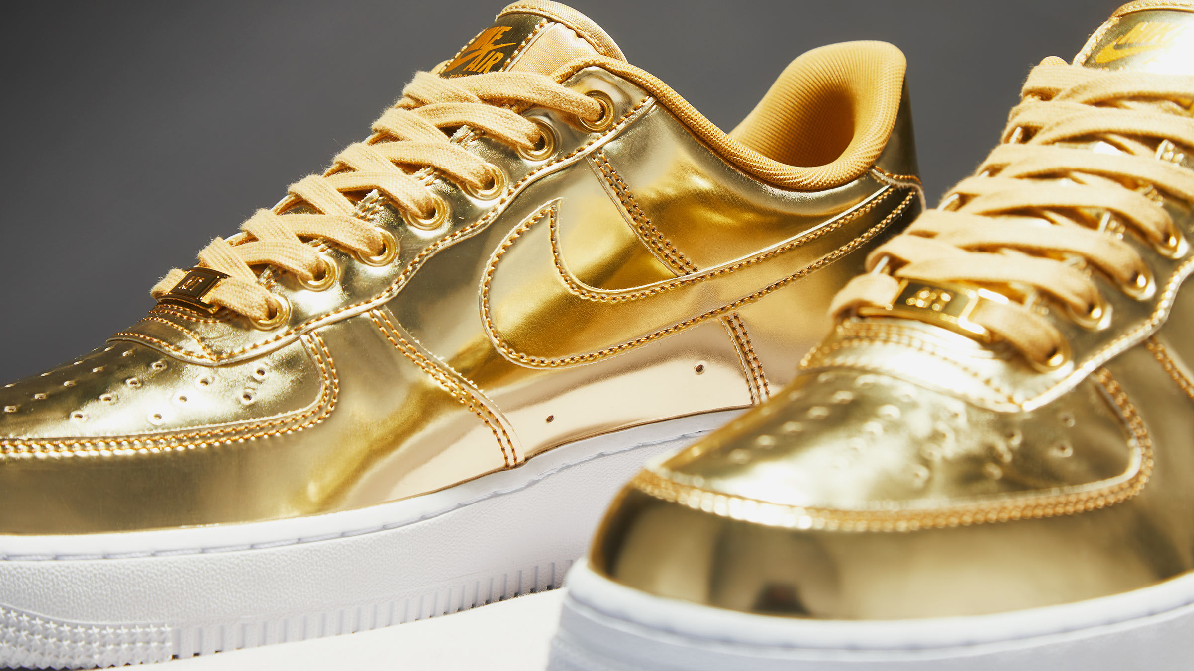 air force 1 metallic gold white