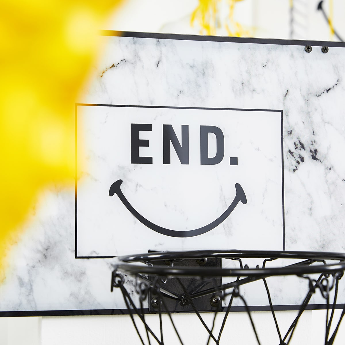 END. x Chinatown Market Smiley Mini Hoop (White & Grey) | END 