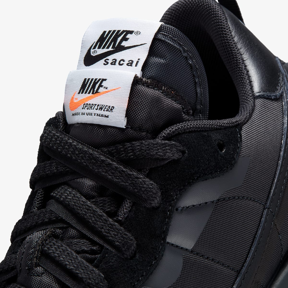 Nike x Sacai Vaporwaffle (Black & Off Noir) | END. Launches