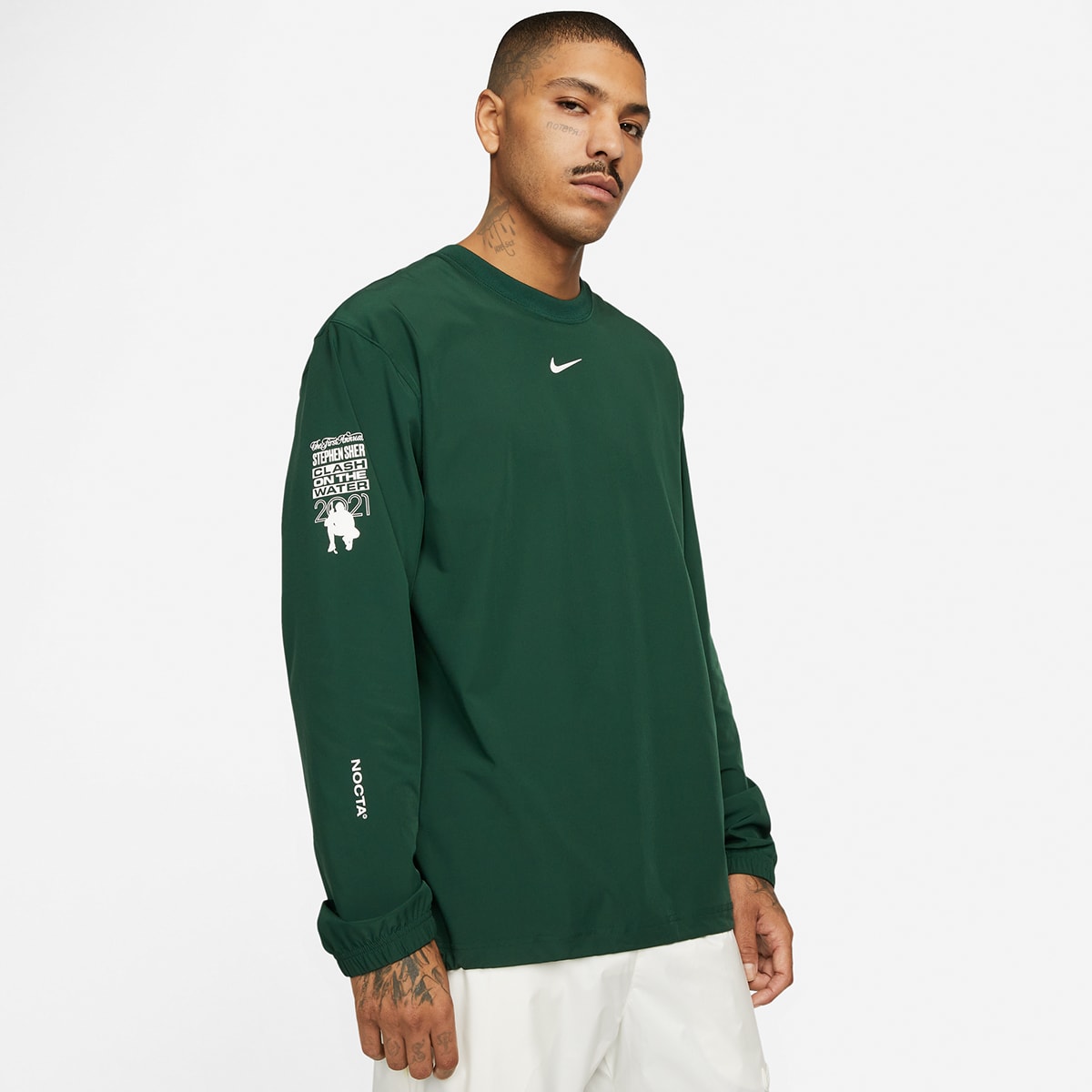 Nike x NOCTA Long Sleeve Woven Crew (Pro Green & Black) | END 