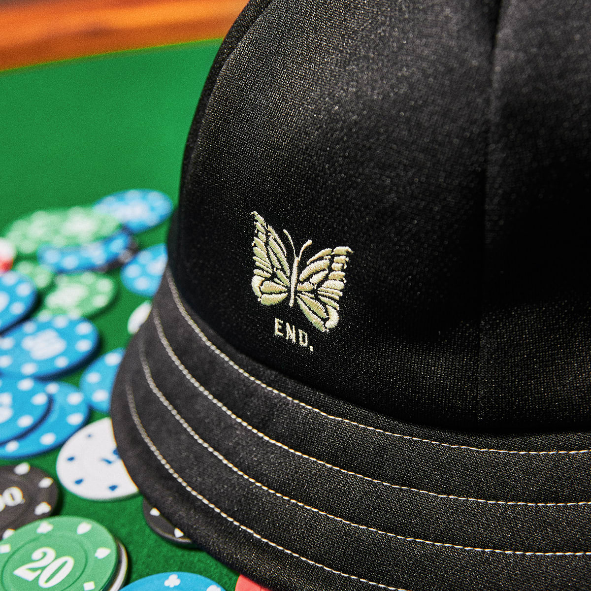 END. x Needles 'Blackjack' Bermuda Hat (Black & Pearl) | END. Launches