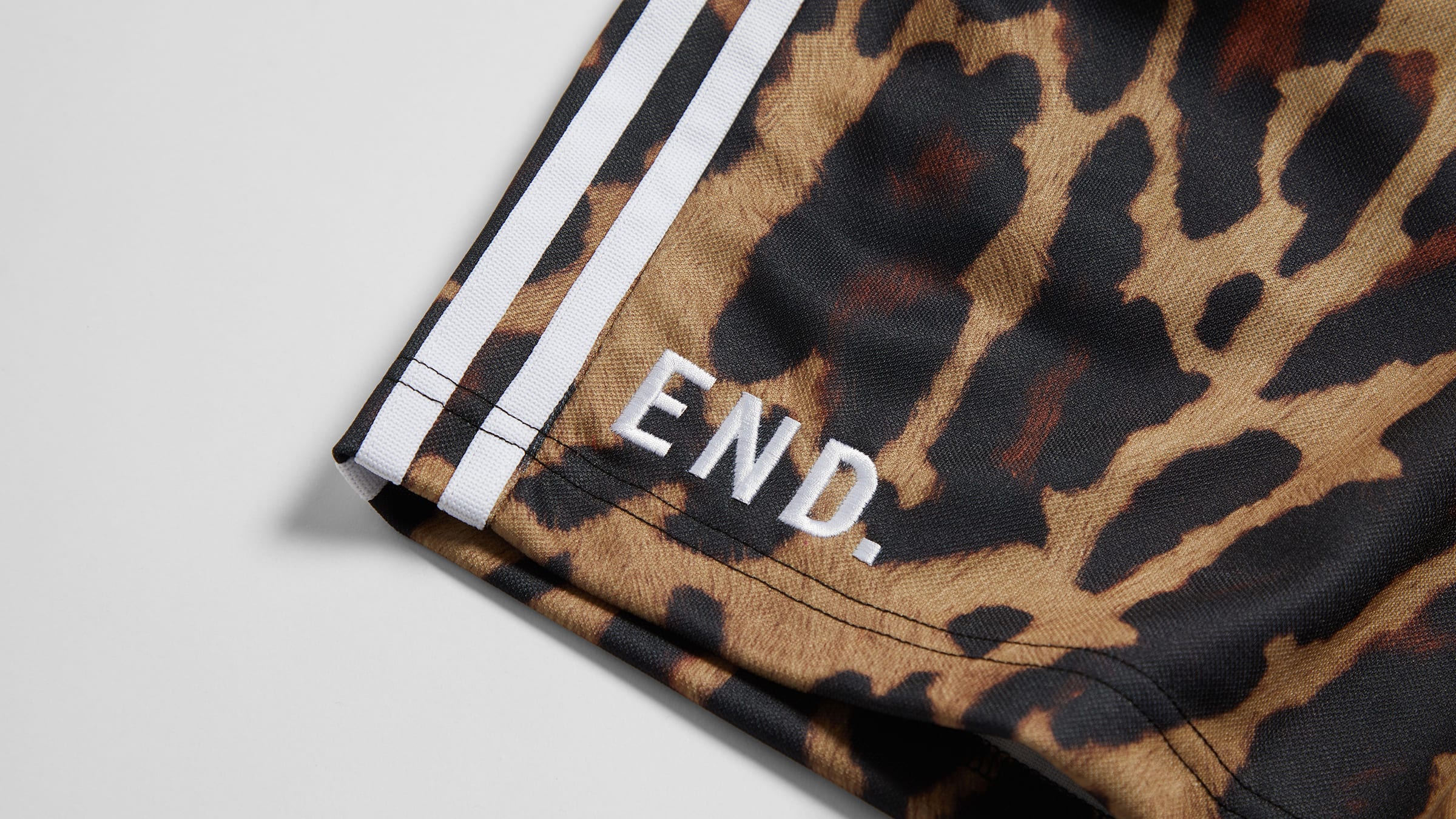 END. x Adidas x Neighborhood Team Shorts (Leopard & Black) | END