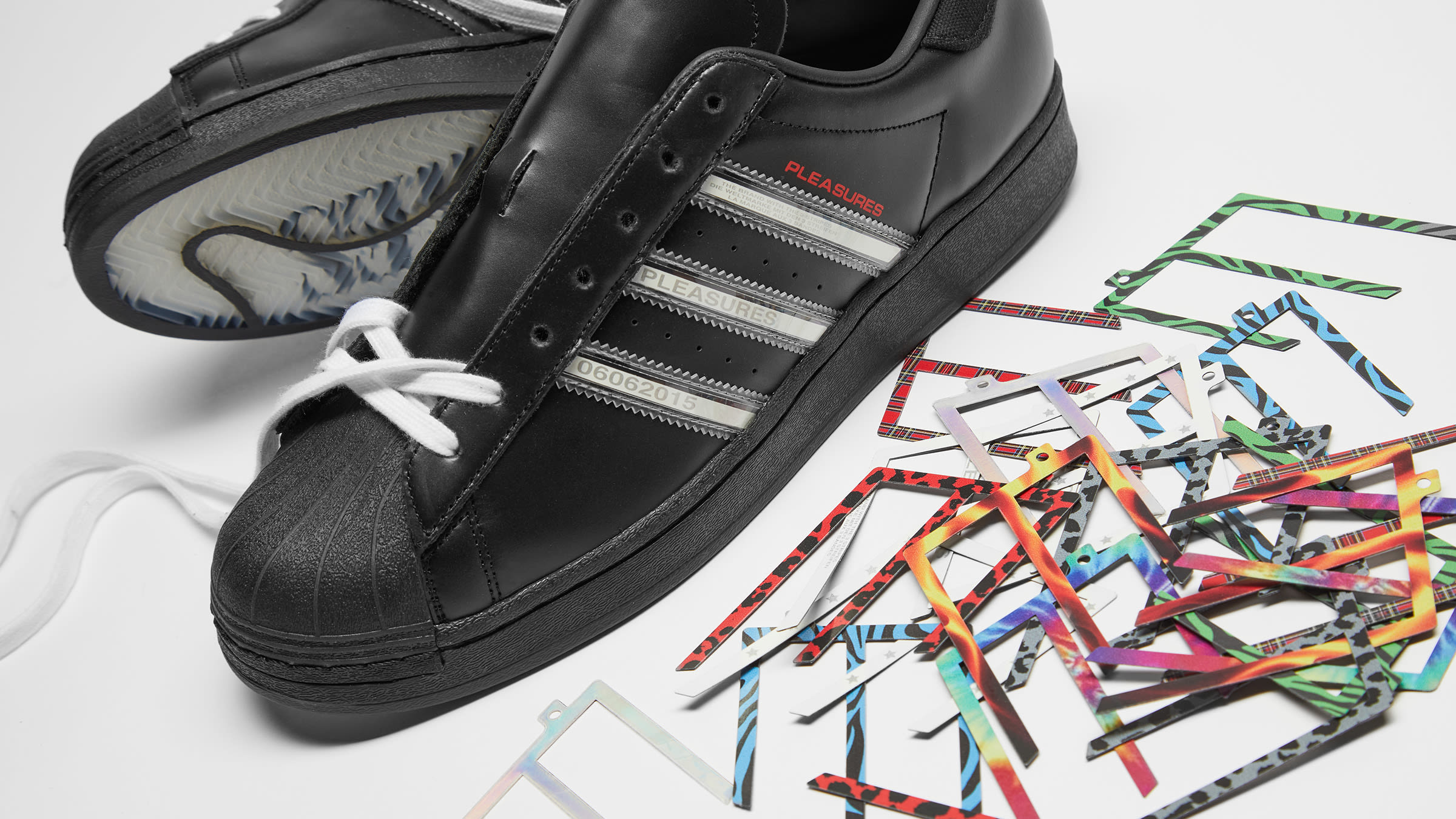 Adidas Consortium x PLEASURES Superstar (Black, White & Red) | END. Launches