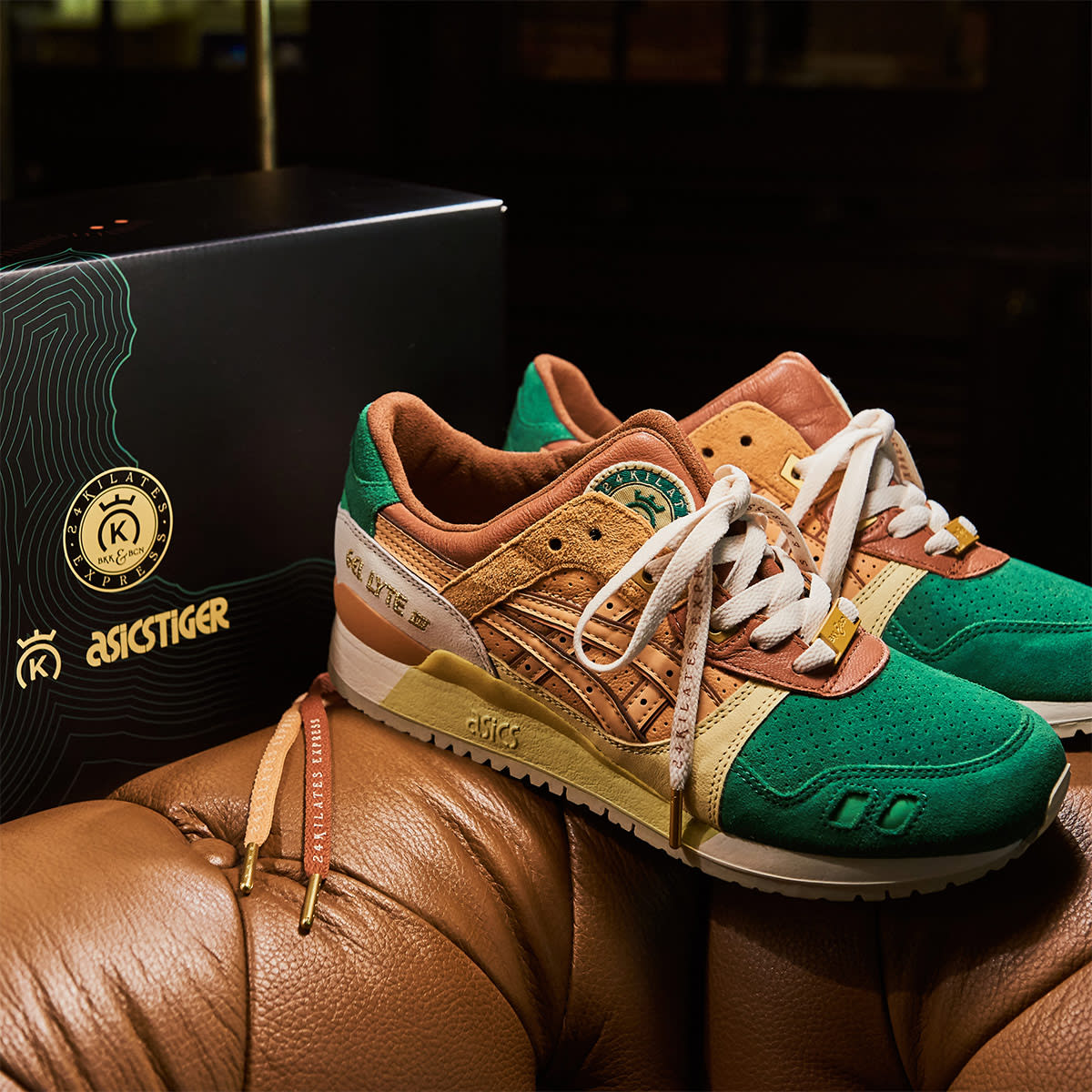 Asics x 24 Kilates Gel Lyte III 'Express' (Green & Gold) | END. Launches