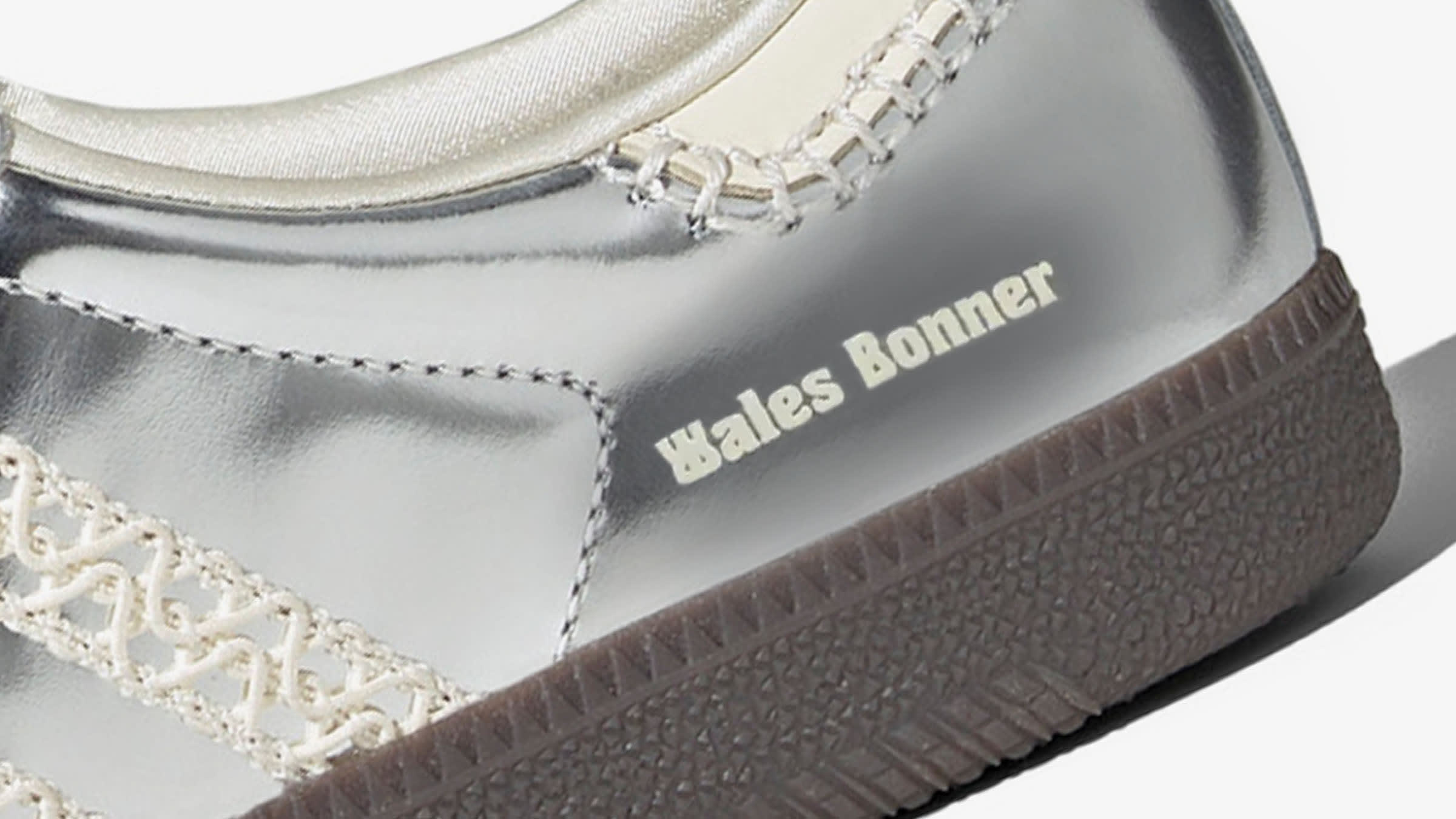 Silver Samba metallic-leather trainers, Wales Bonner