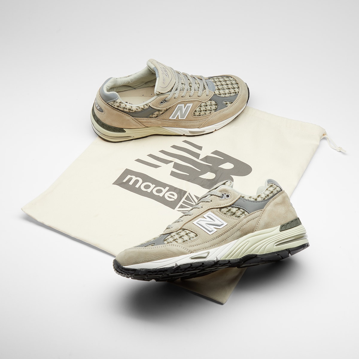 New Balance M991HT - Made in England (Beige Harris Tweed) | END