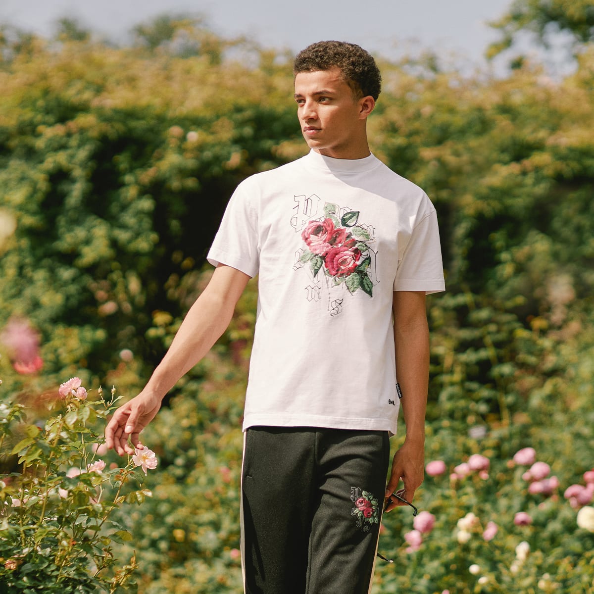 END. x Palm Angels Big Rose Tee (White) | END. Launches